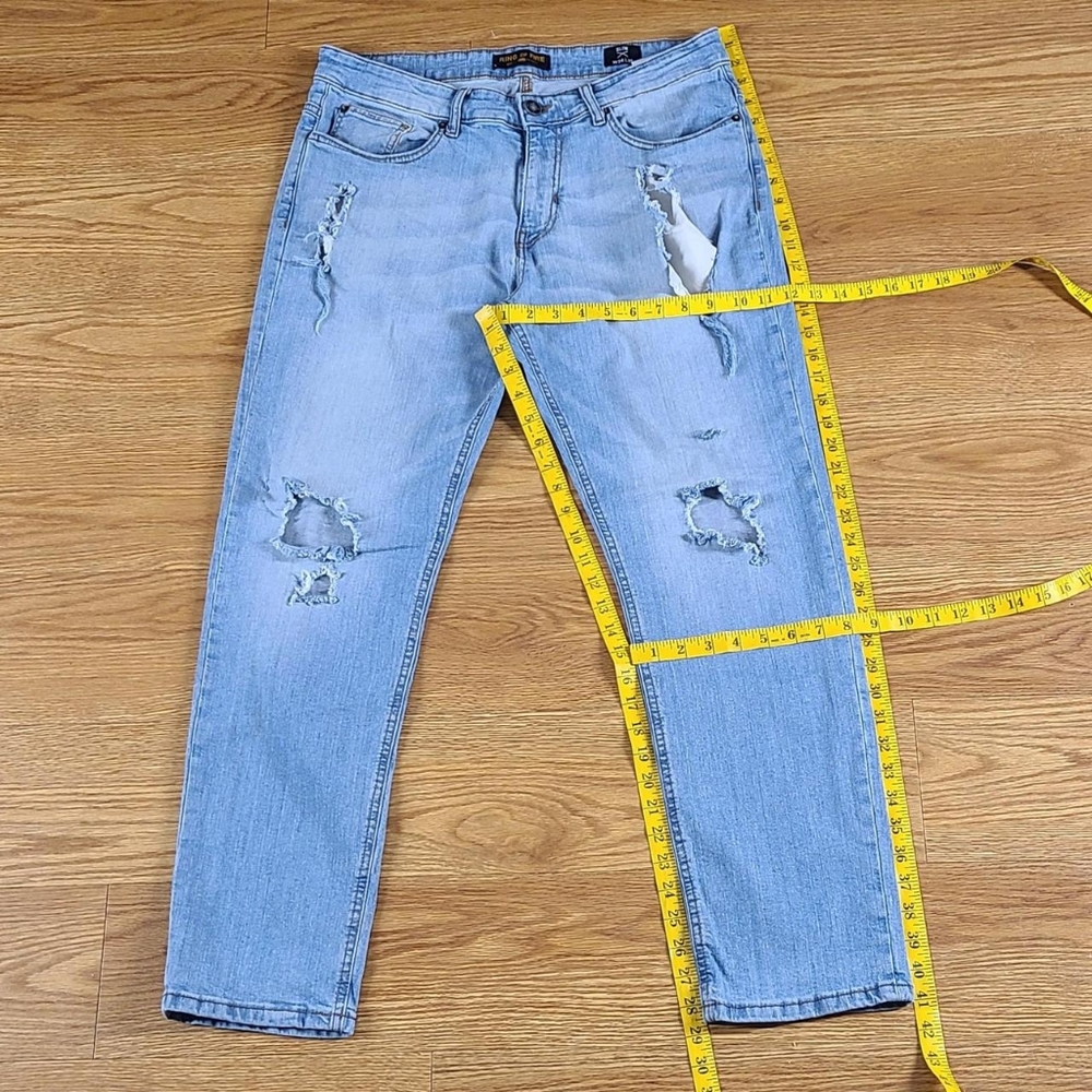RING OF FIRE 34x28 FADED LIGHT WASH, DISTRESSED, NEW FEEL SLIM MEN'S JEANS
